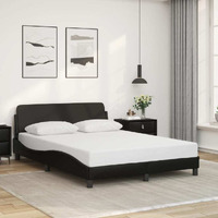vidaXL Bed Frame with Headboard Black 53.9x74.8 Full Faux Leather
