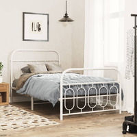 vidaXL Metal Bed Frame with Headboard and Footboard White 39.4x78.7