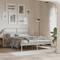 vidaXL Metal Bed Frame with Headboard White 59.1x78.7
