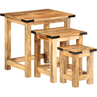 vidaXL Nesting Side Tables 3 pcs Solid Rough Wood Mango