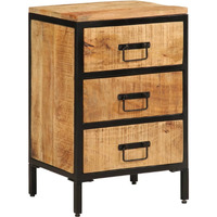vidaXL Bed Cabinet with 3 Drawers 15.7x13.8x24.8 Solid Rough Wood Mango