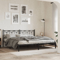 vidaXL Metal Bed Frame with Headboard Black 76x79.9 King
