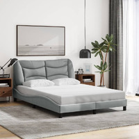 vidaXL Bed Frame with Headboard Light Gray 53.9x74.8 Full Fabric