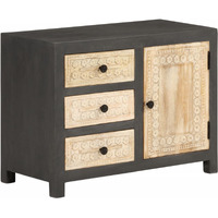 vidaXL Sideboard Gray and White 29.5x13.8x21.7 Solid Mango Wood