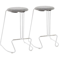 Finn Contemporary Counter Stool in White Steel and Charcoall Fabric by LumiSource - Set of 2