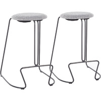 Finn Contemporary Counter Stool in Black Steel and Charcoal Fabric by LumiSource - Set of 2