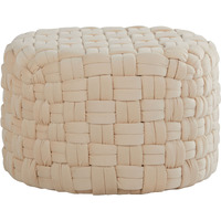 Braided Round 24 Ottoman in Cream Velvet by LumiSource