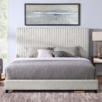 Bridgevine Home King Size Minky Stone Upholstered Platform Bed