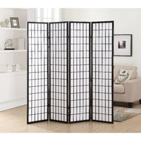 4 Panel Oriental Shoji Screen / Room Divider, Black