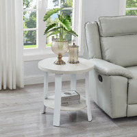 Anze Contemporary Round Wood Shelf End Table in White Finish