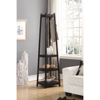 Vassen Coat Rack w/ 3-Tier Storage Shelves in Black Finish