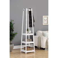 Vassen Coat Rack w/ 3-Tier Storage Shelves in White Finish