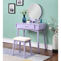 Maly Contemporary Wood Vanity and Stool Set, Purple