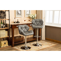 Glasgow Contemporary Tufted Adjustable Height Hidraulic Bar Stools, Set of 2, Grey