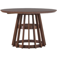 Modern 48 Round Solid Wood Dining Table with Pedestal Base, Brown