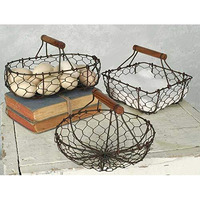 Set of Three Chicken Wire Baskets