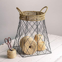 Wire Storage Basket with Jute Accents