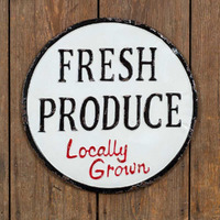 Fresh Produce Metal Sign