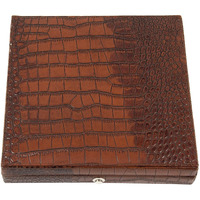 Bey-Berk International C408 Croco Leather 12 Cigar Humidor with Spanish Cedar Lining & Humidistat - Brown