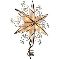 Kurt S. Adler UL3110 10-Light 6-Point Capiz Star Treetop with Scroll Design