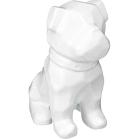 Urban Trends Collection 45023 Ceramic Geometric Sitting British Bulldog Figurine with Collar, Gloss Finish - White