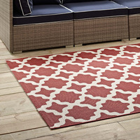 Modway Furniture R-1139E-58 5 x 8 ft. Cerelia Moroccan Trellis Indoor & Outdoor Area Rug - Red & Beige