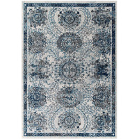 Modway Furniture R-1173B-58 5 x 8 in. Entourage Kensie Distressed Floral Moroccan Trellis Area Rug, Ivory & Blue