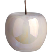 Urban Trends Collection 50962 Ceramic Apple Figurine with Stem, Polished Pearlescent Off White - Small