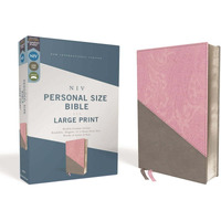 Zondervan 166381 NIV Personal Size Large Print Bible - Comfort Print, Pink & Gray Leathersoft - Nov