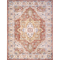 Turkish Heritage Oriental Fabric Rust Area Rug- 3' 0' X 5' 0'