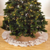 Cotton & Jute Ruffled Christmas Tree Skirt - Natural - 72in.
