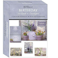 Shared Blessings-Birthday Floral Celebration Card-Boxed - Box of 12