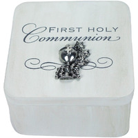 4 x 4 x 2 in. First Holy Communion Keepsake Box - White