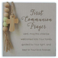 First Communion Prayer Plaque with Beads