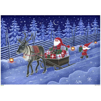 Korsch Advent Calender - Tomte in Sleigh - 10.5 x 12 x 1 in.