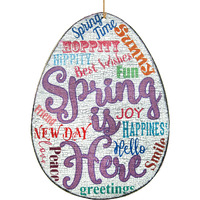 Spring is Here Egg Wooden Ornament
