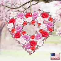 12 x 9 in. Happy Mothers Day Flower Heart Holiday Outdoor Decor Large Ornaments