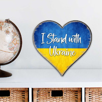 12 x 9 in. I Stand with Ukraine Heart Holiday Outdoor Decor Large Ornaments