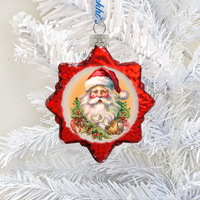 3 x 2 in. Welcome Santa Mercury Glass Ornaments Christmas Santa Snowman Decor