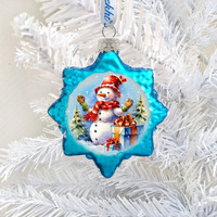 3 x 2 in. Snowman Gift Mercury Glass Ornaments Christmas Santa Snowman Decor