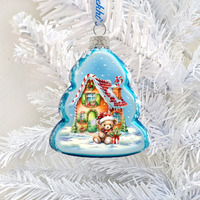 3 x 2 in. Christmas Cottage Mercury Glass Ornaments Christmas Decor