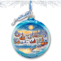 3 x 3.5 in. Magic Winter Village Ball Glass Ornament Christmas Santa Snowman Decor