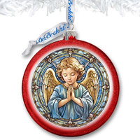 3 x 3.5 in. Little Angel Ball Glass Ornament Nativity Holiday Decor