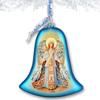 3 x 3.5 in. Light-bearing Angel Bell Glass Ornament Nativity Holiday Decor
