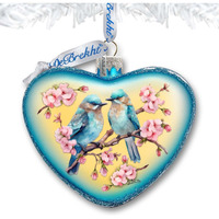 3 x 3.5 in. Blooming Love Heart Glass Ornament Christmas Decor