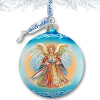 3 x 3.5 in. Nativity Holiday Angel Ball Glass Ornament Decor