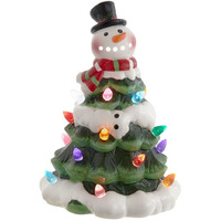 9 in. Battery Operated Ceramic Light-Up Snowman Tree