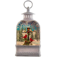 10 in. Battery Operated Warm White LED Lighted Cardinal Lantern
