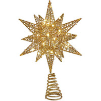 11 in. Pre-Lit Twinkling LED 60-Light Gold Starburst Tree Topper