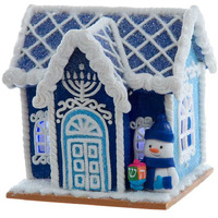 4 in. Clay Dough Hanukkah LED House Table Piece